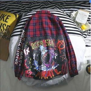 Letter Print Plaid Shirt